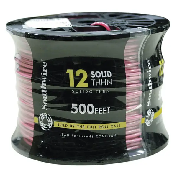 500 ft 12 Gauge Black Solid THHN Copper Wire Single Conductor Electrical Cable 