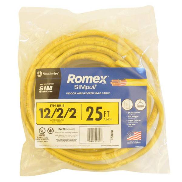 Romex SIMpull 25-ft Non-Metallic Wire Residential Cable Copper Conductor 14 AWG 