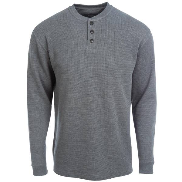 Work n' Sport Men's Long Sleeve Thermal Henley, Charcoal Heather, 3XT ...