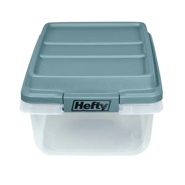 Hefty HI-RISE Heavy Duty 18 Qt. Latch Storage Bins, Orange/Gray 