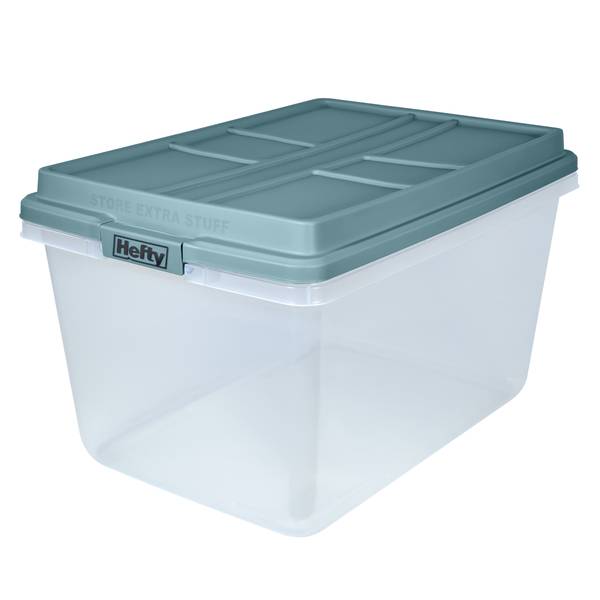 Rubbermaid Roughneck Clear 50 Qt/12 Gal Storage Containers, Pack of 5 with  Latching Grey Lids, Visible Base, Sturdy and Stackable, Great for Storage