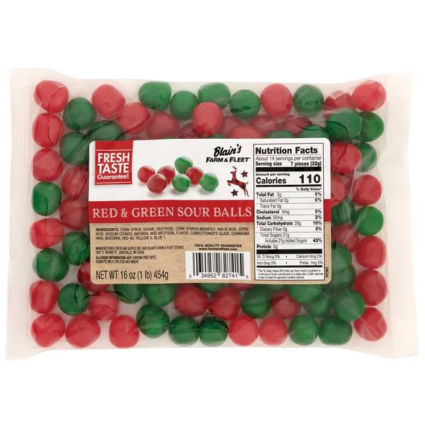 Blain's Farm & Fleet 16 oz Christmas Red & Green Sour Balls - 707860 ...