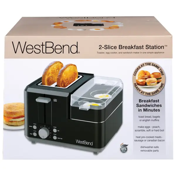 West Bend 2-Slice Breakfast Station Toaster & Egg Cooker