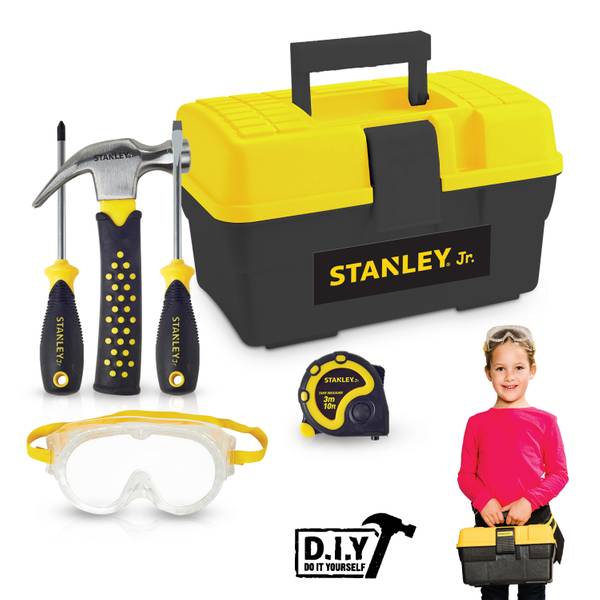 NEW Stanley Jr. 5 Piece Tool Set & Toolbox - Real Tools for Kids