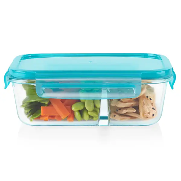 Pyrex MealBox 2.3-cup Divided Glass Food Storage Container with Blue Lid -  Yahoo Shopping