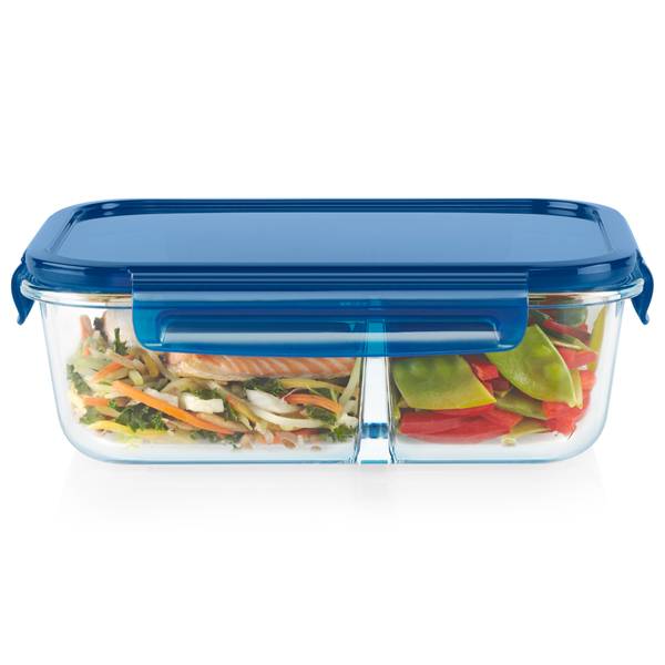 Pyrex MealBox 2.3-cup Divided Glass Food Storage Container with Blue Lid -  Yahoo Shopping