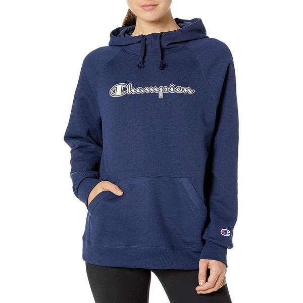 Champion Women's Powerblend Graphic Hoodie, Athletic Navy, L ...
