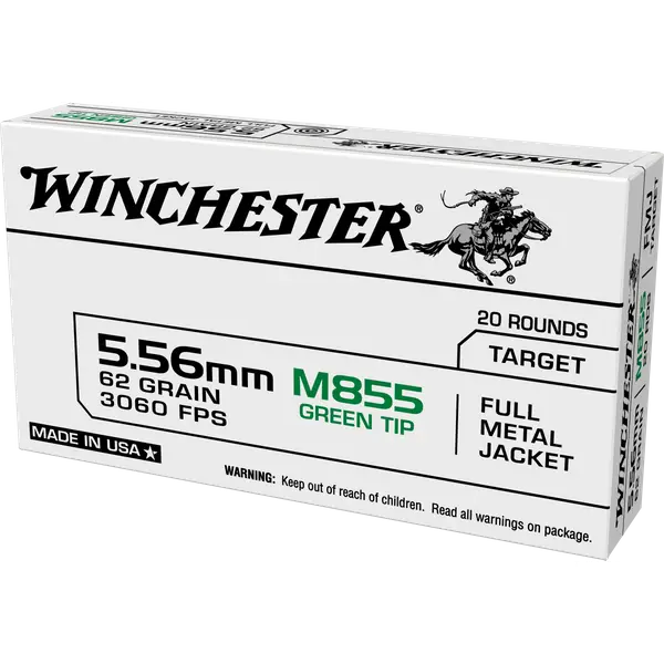Winchester 5.56mm M855 62 grain Full Metal Jacket Ammo - WM855K