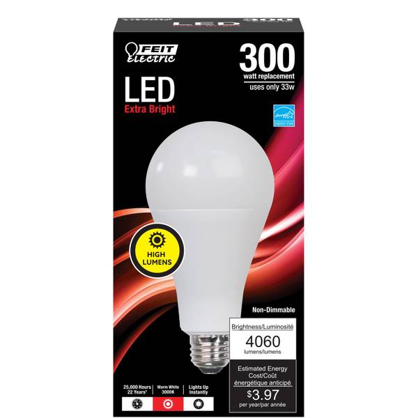 Electric 300-Watt A23 Warm White High Lumen LED Light Bulb - OM300/830/ | Blain's Farm &