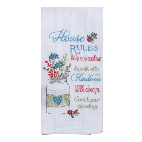 Kay Dee Designs House Rules Herbal Embroidered Flour Sack Towel R6733 Blain S Farm Fleet