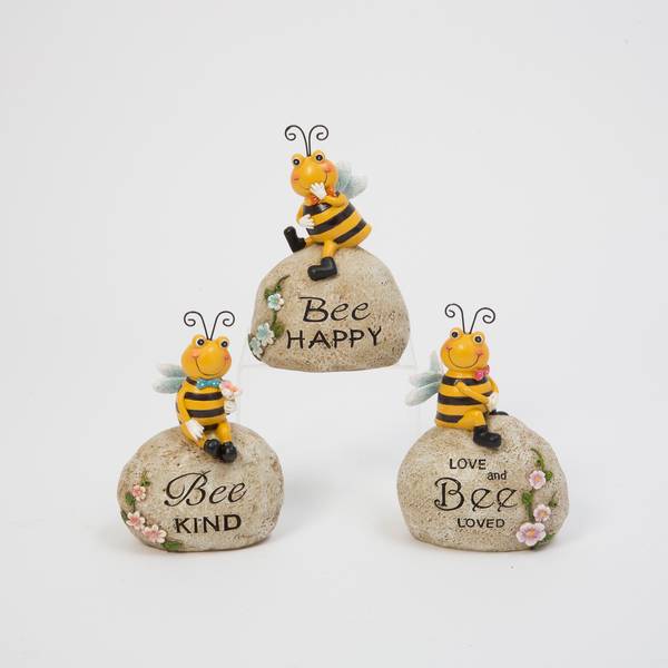 Gerson Resin Bee Figurine Sitting on Stone Assortment 2513330 Blain