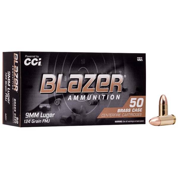 Photo of CCI 9mm 124 gr FMJ Blazer Ammo