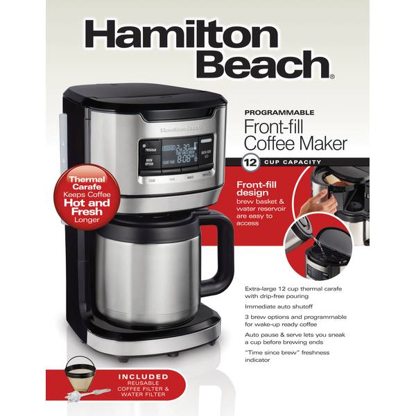 Hamilton Beach Front-Fill® 12 Cup Programmable Coffee Maker with Swing-Out  Basket - 46310