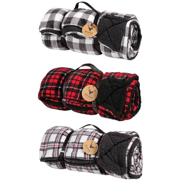 Northpoint Trading Montauk Plaid Berber Blanket with Strap Assortment