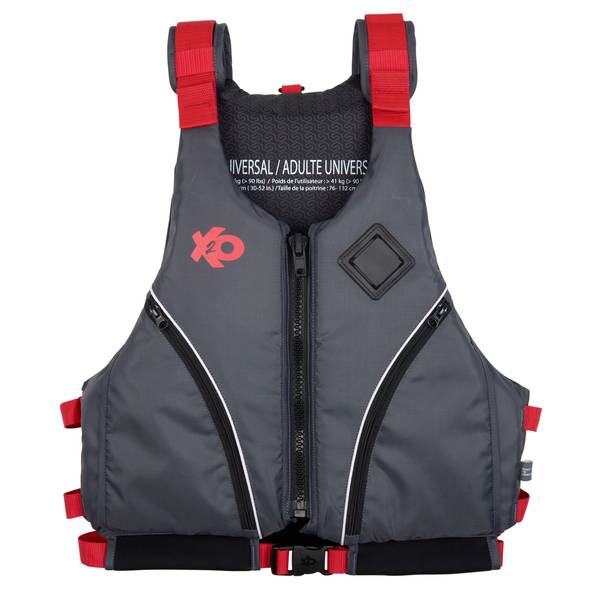 Exxel Outdoors Adult Universal Deluxe Kayak Vest, CHARCOAL/RED, 2X3X