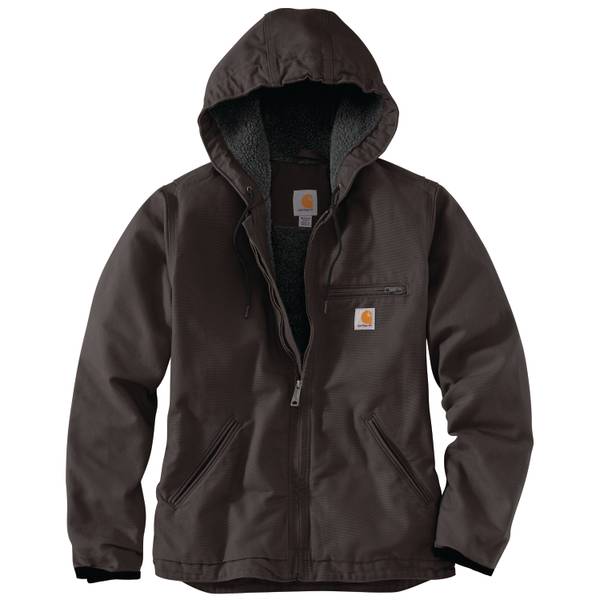 Carhartt Women's Loose Fit Washed Duck Sherpa Lined Jacket, Dark Brown ...
