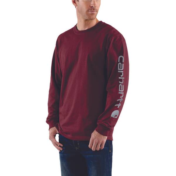 Carhartt Men's Relaxed Fit Heavyweight Long-Sleeve Logo Sleeve Graphic ...