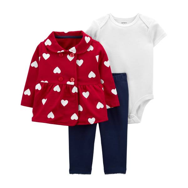 Carter's Infant Girl's 3-Piece Valentines Day Cardigan Set, Red, 18M ...