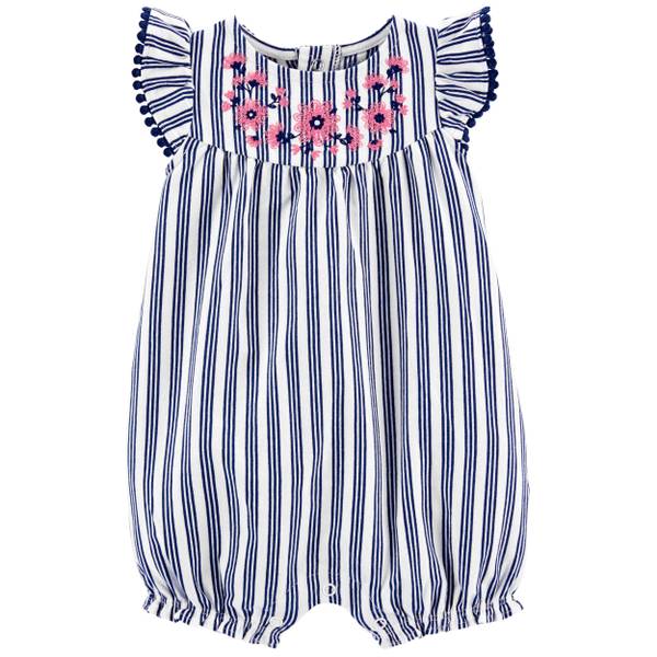 Photo of Infant Girl's 1-Piece Floral Stripe Romper