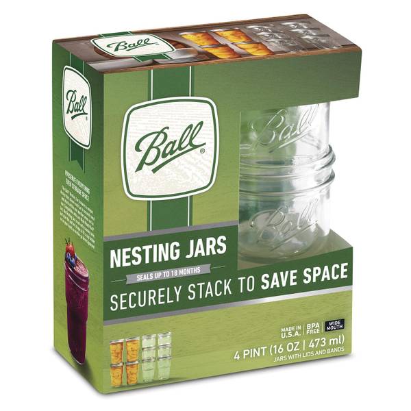 Ball, Glass Mason Jars with Lids & Bands, Wide Mouth, Clear, 16 oz, 12  Count 