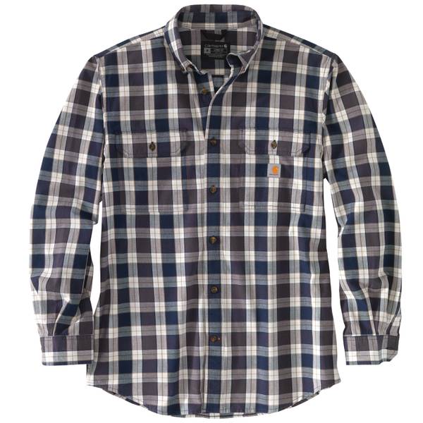 Carhartt Mens Long Sleeve Chambray Plaid Shirt Navy Xlt 109410i26x