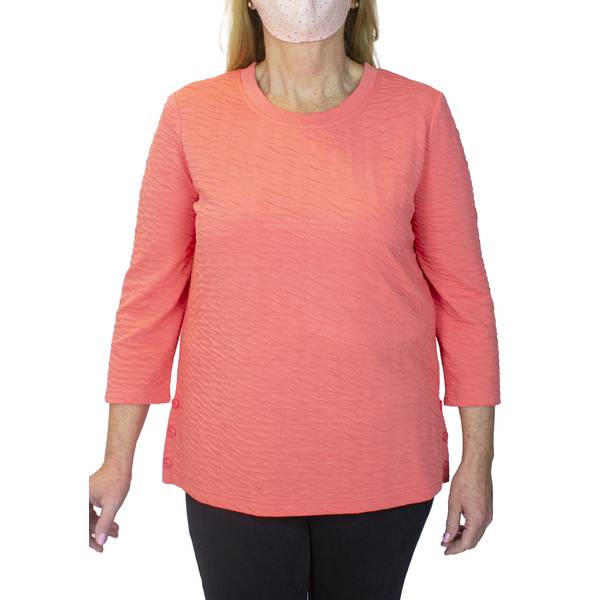 Emily Daniels Womenu0027s Plus Size 3/4 Sleeve Novelty Texture Top 