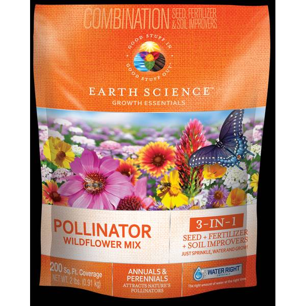 EARTH SCIENCE 2 lbs. Pollinator All-In-One Wildflower Mix with Seed, Plant  Food and Soil Conditioners 12136 - The Home Depot