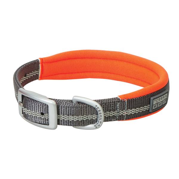 Terrain 3/4"x17" Dark Gray/Orange Reflective Neoprene Lined Dog Collar