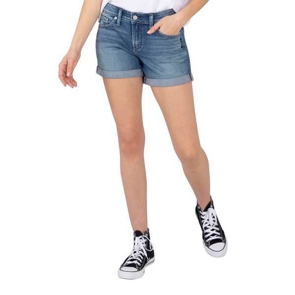 silver boyfriend jean shorts