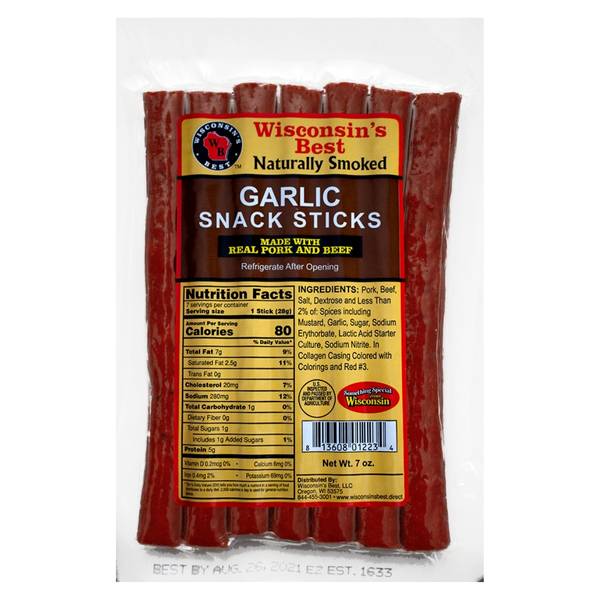 Wisconsin S Best 7 Oz Garlic Snack Stick Pack 58010dc Blain S Farm And Fleet