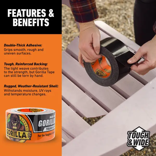 Gorilla 25 Yard Black Tough/Wide Tape - 106425 | Blain's Farm & Fleet