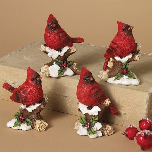 Gerson Resin Christmas Cardinal Snowy Branch Figurines Assortment ...