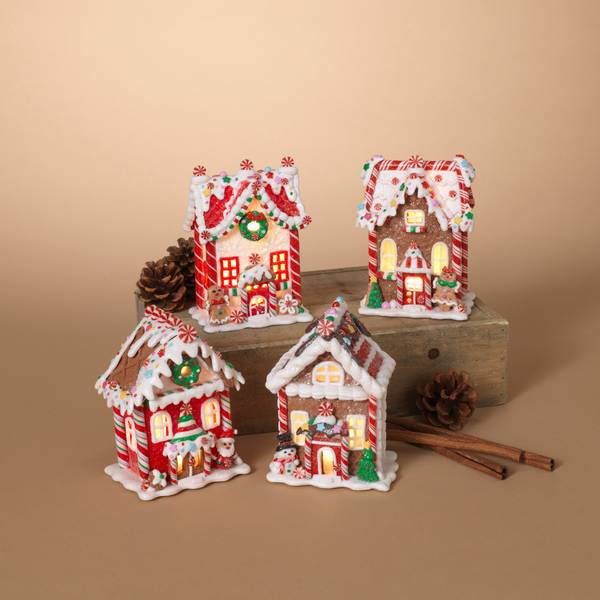 Gerson Battery Operated Lighted Clay Dough Holiday Gingerbread Houses