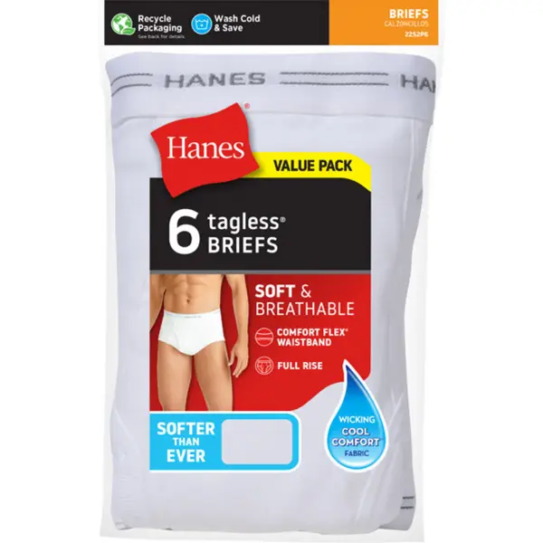 Hanes Ultimate Men's 4-Pack FreshIQ Tagless Cotton Brief, 4-Pack - White,  Small at  Men's Clothing store