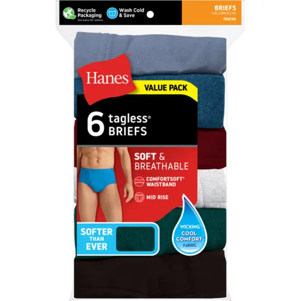 Hanes Men's 6-Pack Assorted Full Rise Dyed Briefs - 782CB6-S