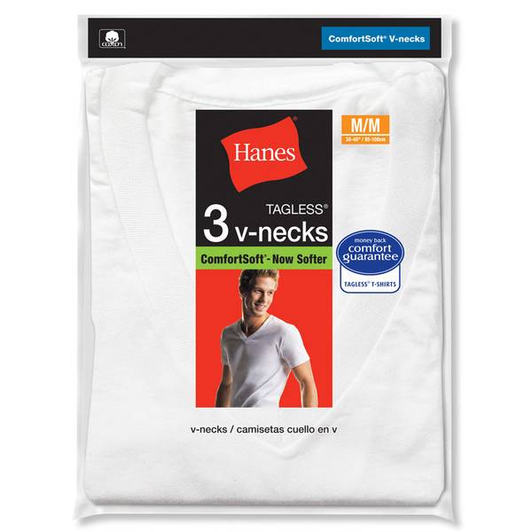 Hanes Men's Undershirt Pack, V-Neck, Moisture-Wicking Cotton with Odor Control, 6-Pack White 2XL
