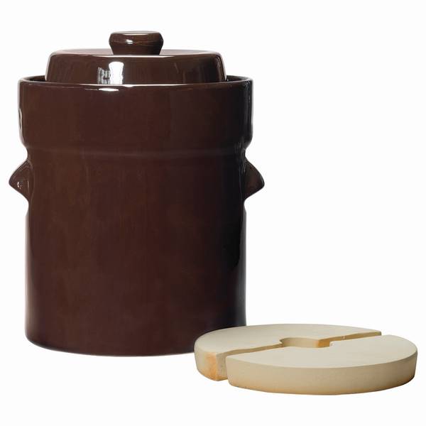 Roots & Harvest Traditional Style WaterSeal Crock Set 2L Fermentation Crock with Lid & Weights