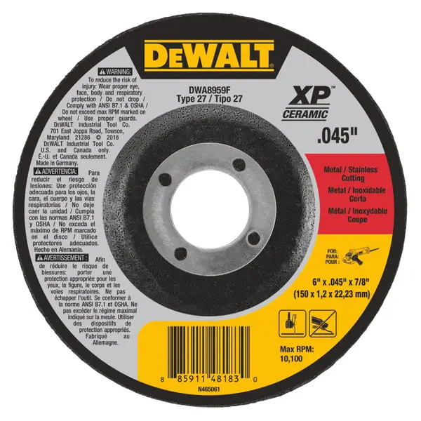 DeWalt 4-1/2 D X 7/8 Aluminum Oxide Metal Cut-Off Wheel Pc Ace