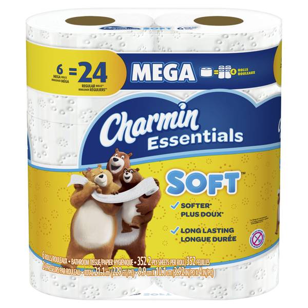 Charmin 6-Pack Essentials Mega Roll Soft Toilet Paper - 04537 | Blain's ...