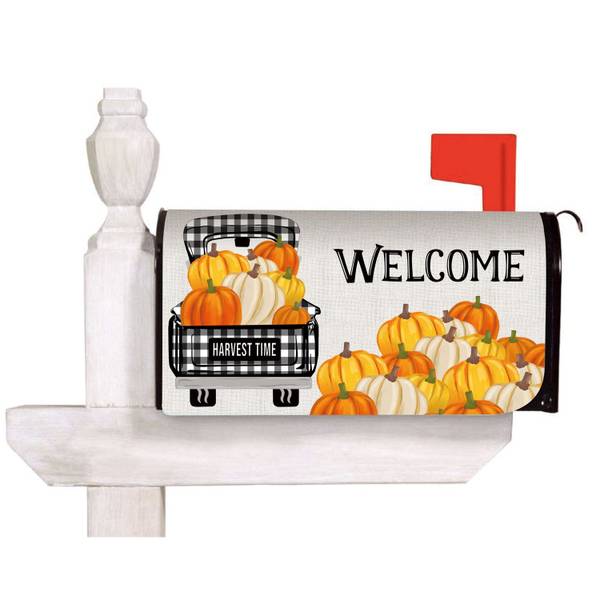 Evergreen Enterprises Pumpkin Plaid Truck Mailbox Cover - 56775 | Blain ...