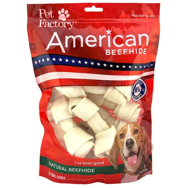 Pet Factory 8Pack 45" American Beefhide Bones 28101 Blain's Farm