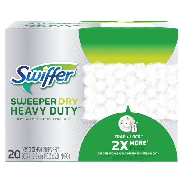 Chiffons de remplacement pour linges secs Swiffer Sweeper Heavy Duty  (20/pqt)