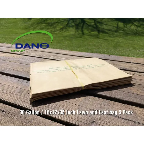 Paper Lawn & Leaf Bags, 30 Gallon, 5-Pack
