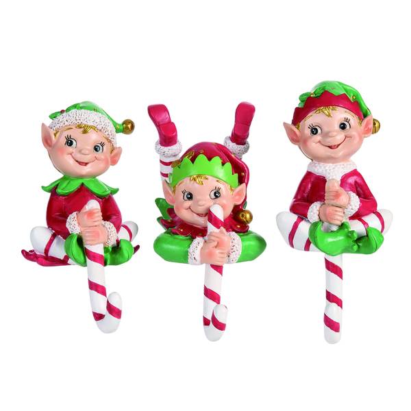 Transpac Imports Inc. Resin Happy Elf Stocking Holder Assortment