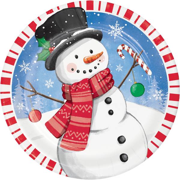 Creative Converting 8-Count Candy Cane Snowman Dinner 9