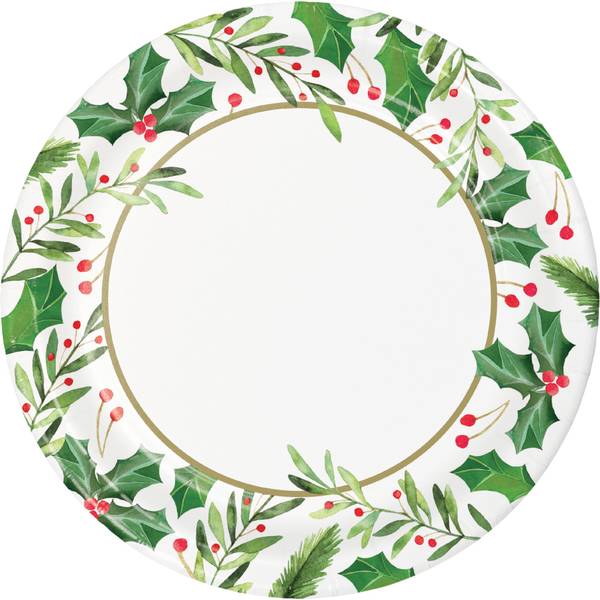 Creative Converting 8-Count Traditional Holly Paper Plates