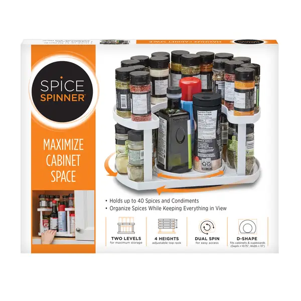 Allstar Innovations Spice Spinner Three-Tiered Spice Organizer & Holder  That Saves Space, Keeps Everything Neat, Organized & Within Reach With Dual