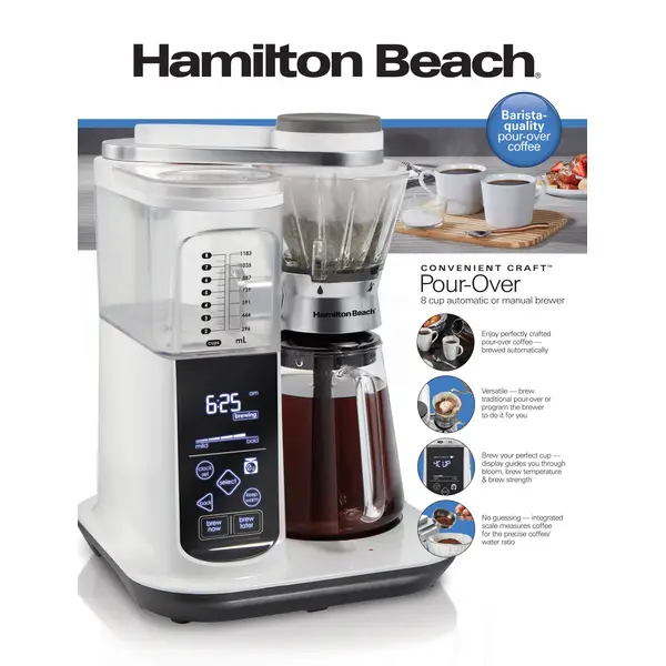 Hamilton Beach Convenient Craft Automatic or Manual Pour-Over Coffee Brewer  - 46700