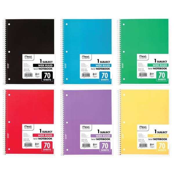 Mead 70 Sheet Wide Ruled Spiral Notebook Assortment - 975834 | Blain's ...