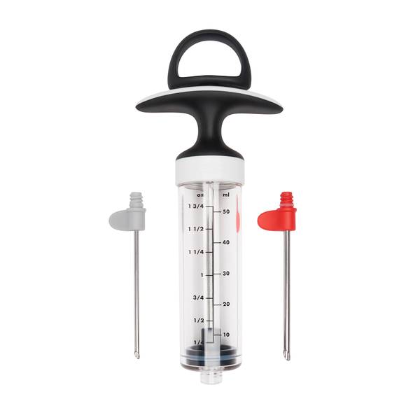 GOOD QUALITY OXO PLUNGER STYLE FOOD CHOPPER WITH MEASURING MARKS